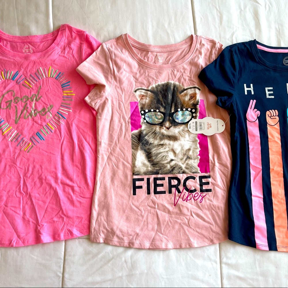 Bundle of 3 - tshirts - girls shirts - L - size 10/12 - Wonder Nation